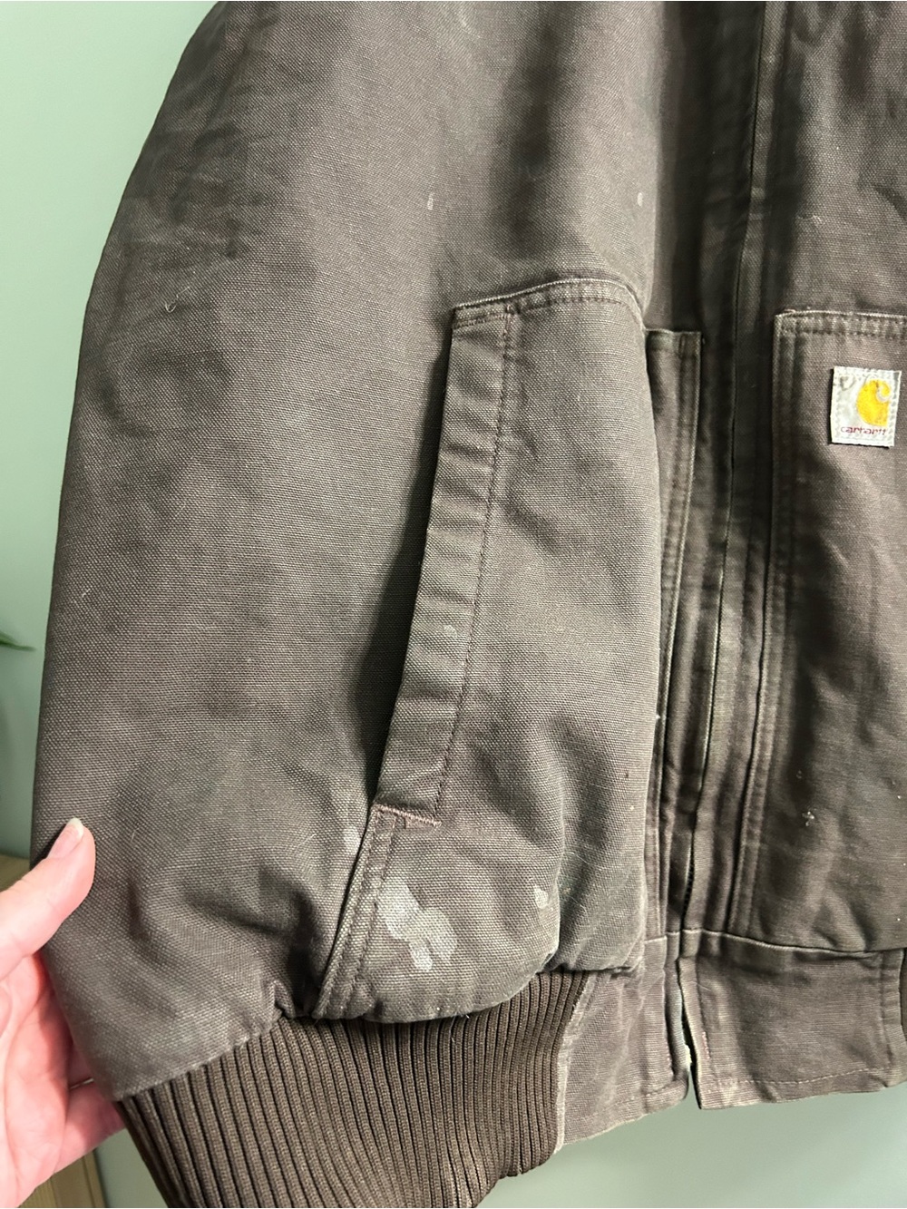 Vintage Carhartt men’s loose fit brown insulated chore work coat jacket hooded - Picture 5 of 11